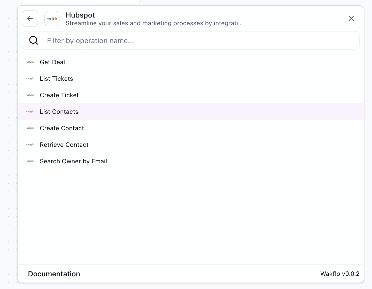 Select List Contacts action