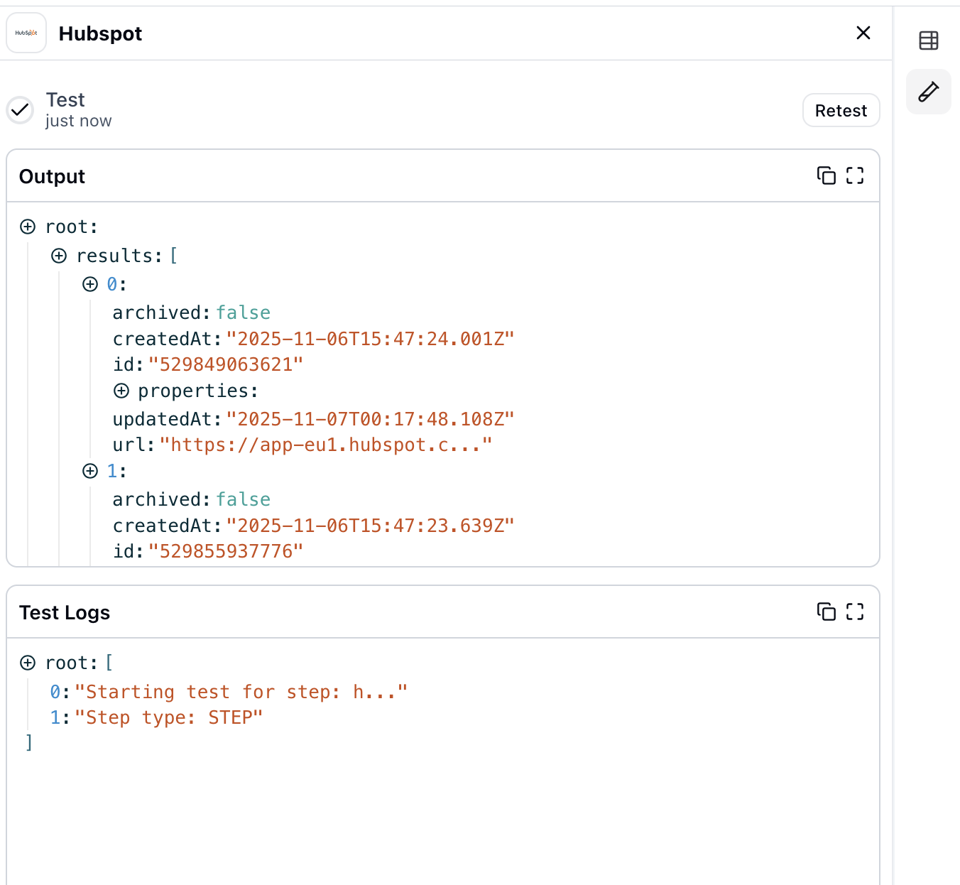 List contacts result