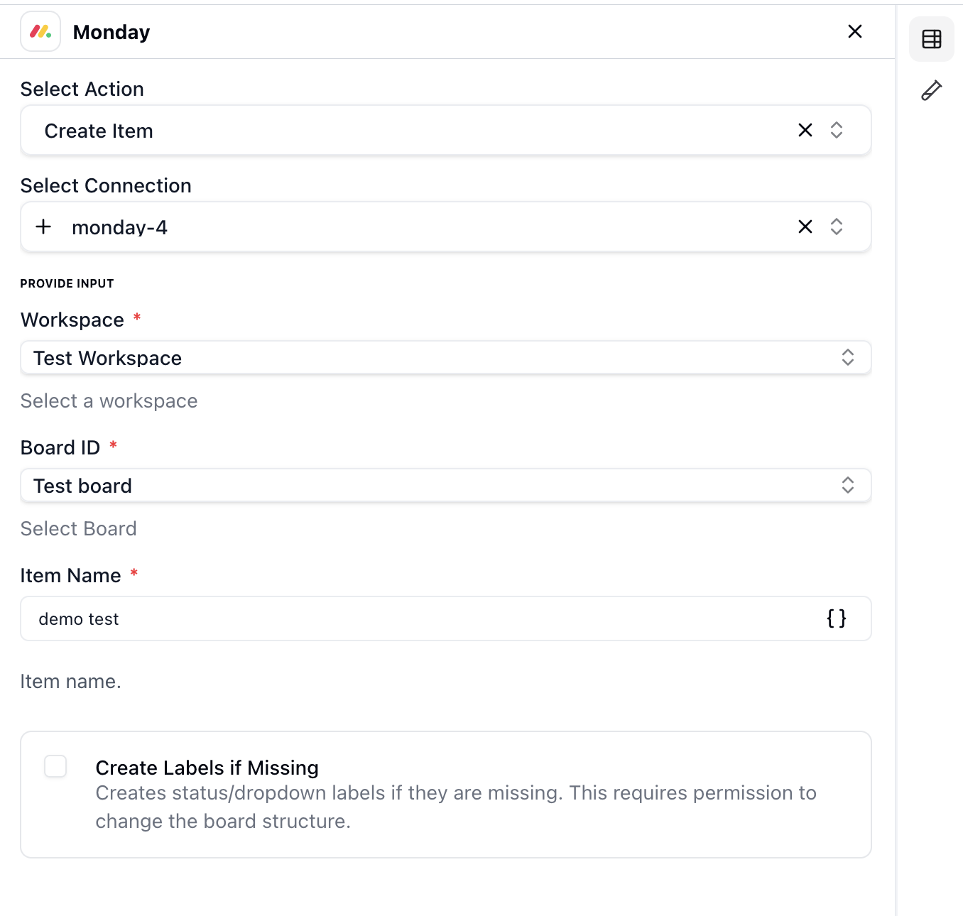 Configure item details